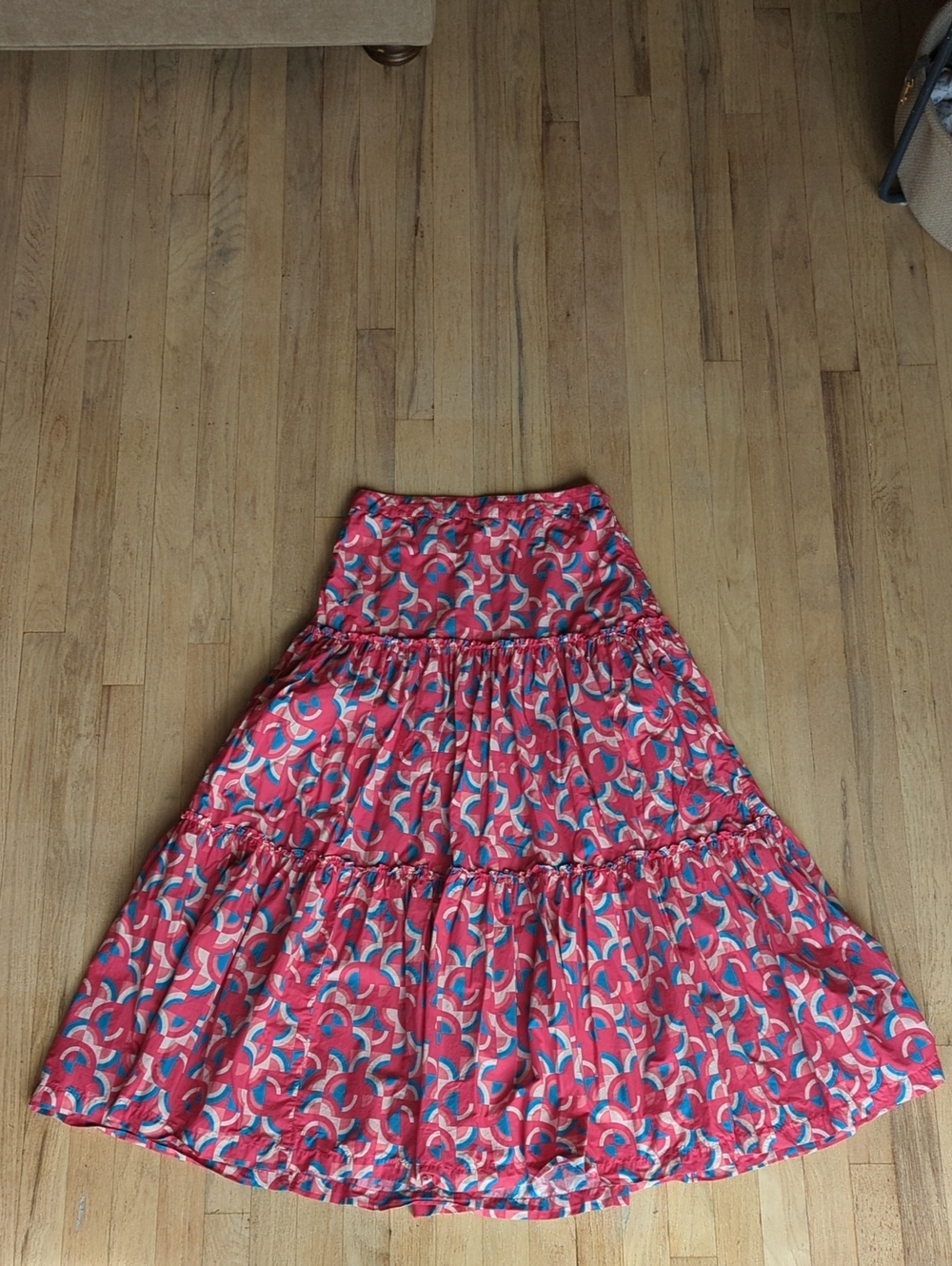 Sundance Pink & Teal Tiered Maxi Skirt